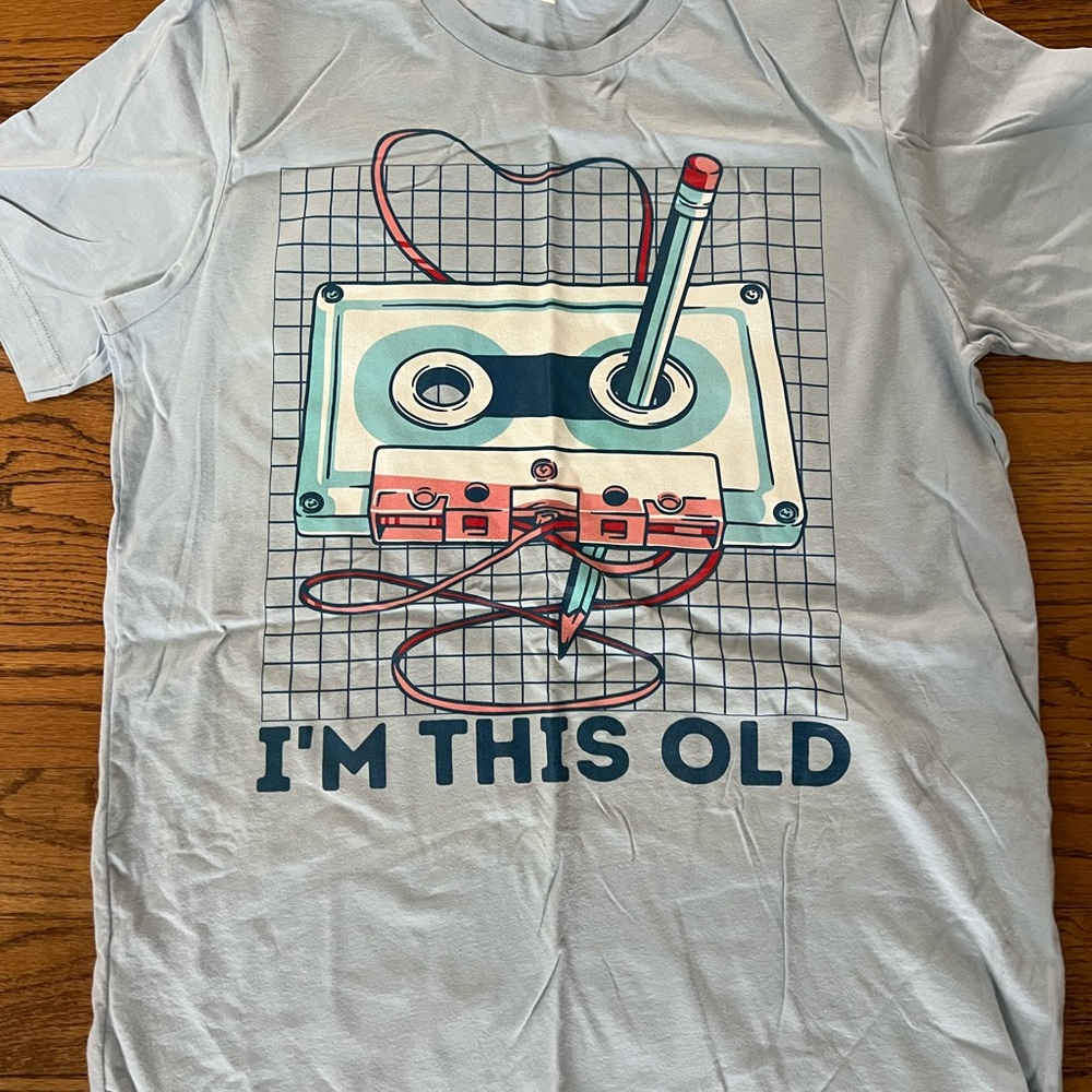Cassette tape—-Bella Canvas Light Blue T-Shirt